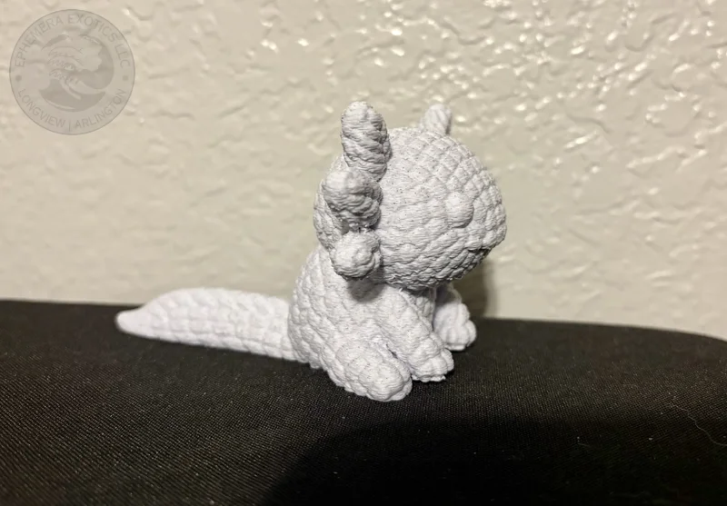 3D Printed Crochet Axolotl - White Marble